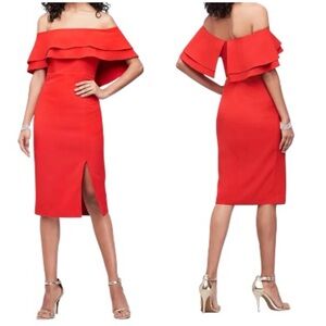 Bardot off the shoulder ruffle sheath dress size 8/Medium New with Tags